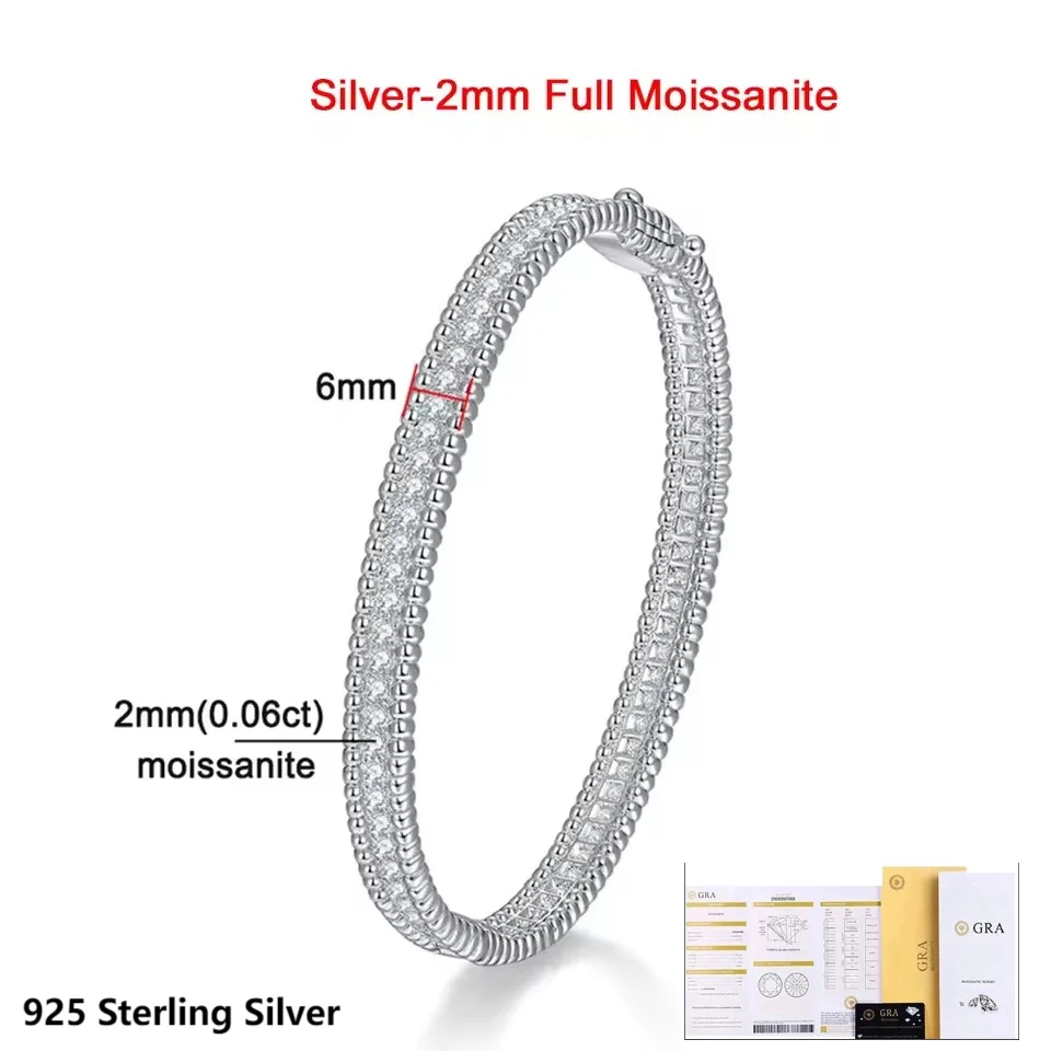 Real Moissanite Diamond Bangle Bracelet