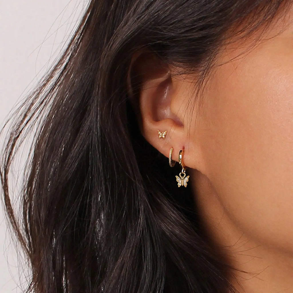 Butterfly Hoop Earrings Set