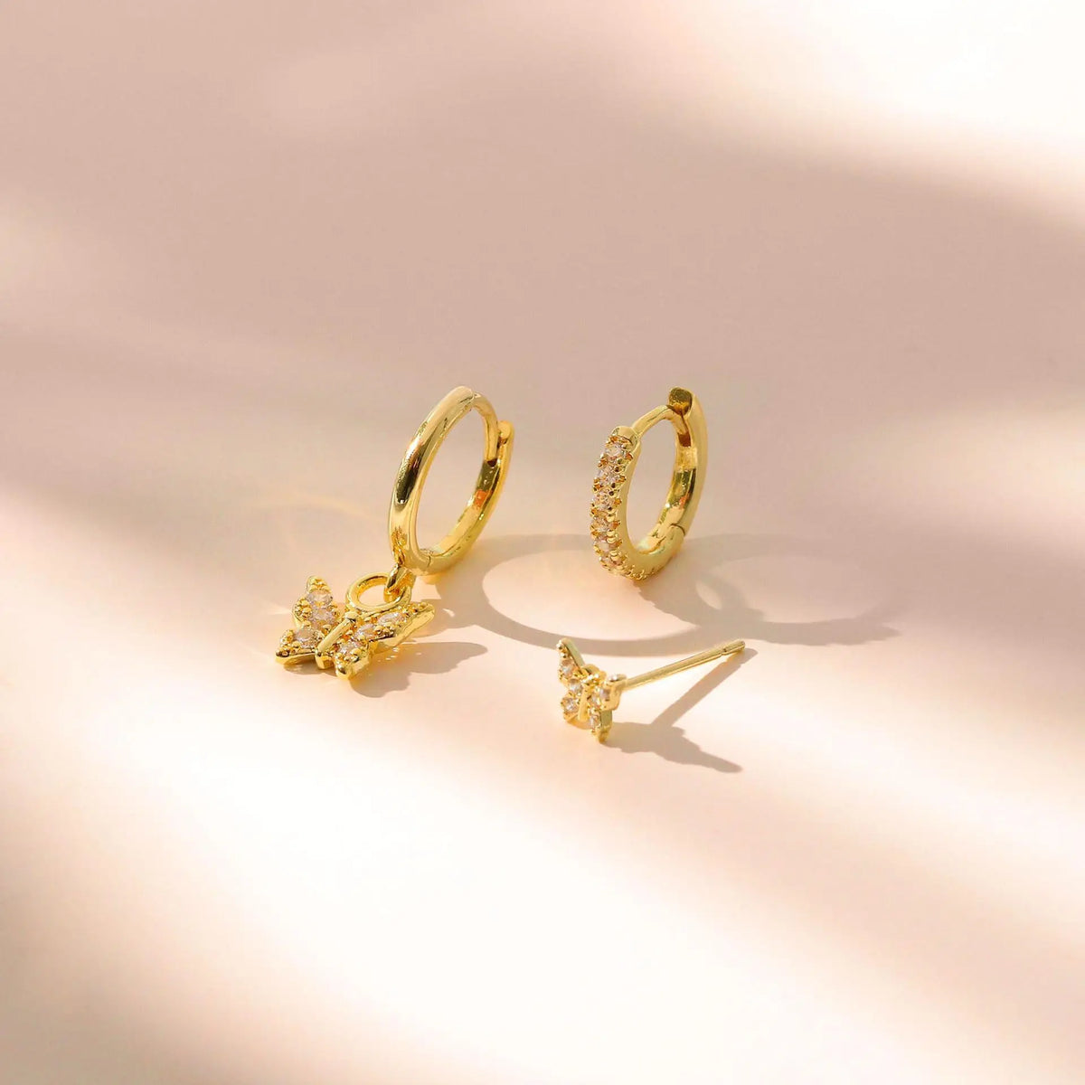 Butterfly Hoop Earrings Set