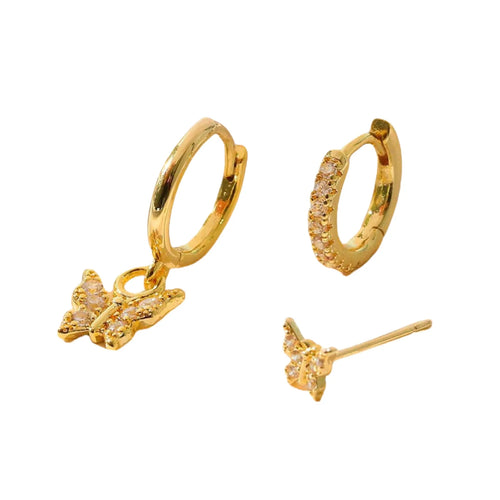 Butterfly Hoop Earrings Set