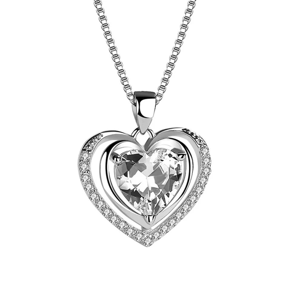 Cubic Zirconia Heart Pendant Necklace