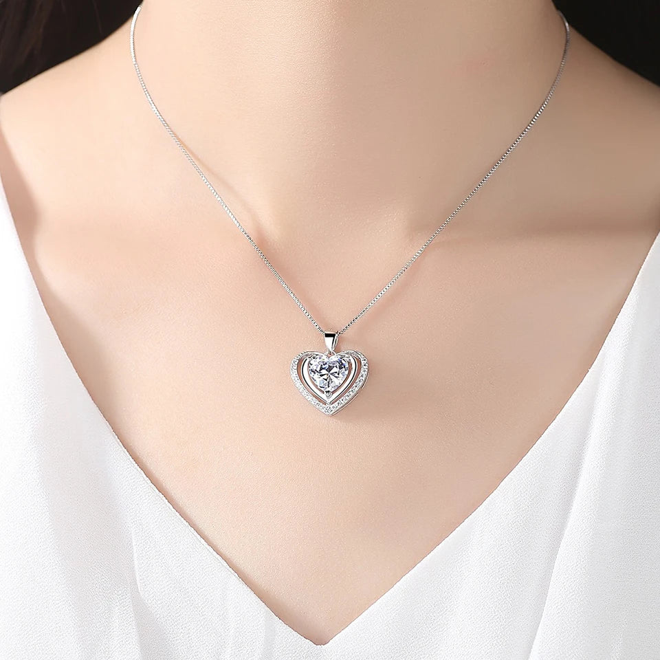 Cubic Zirconia Heart Pendant Necklace