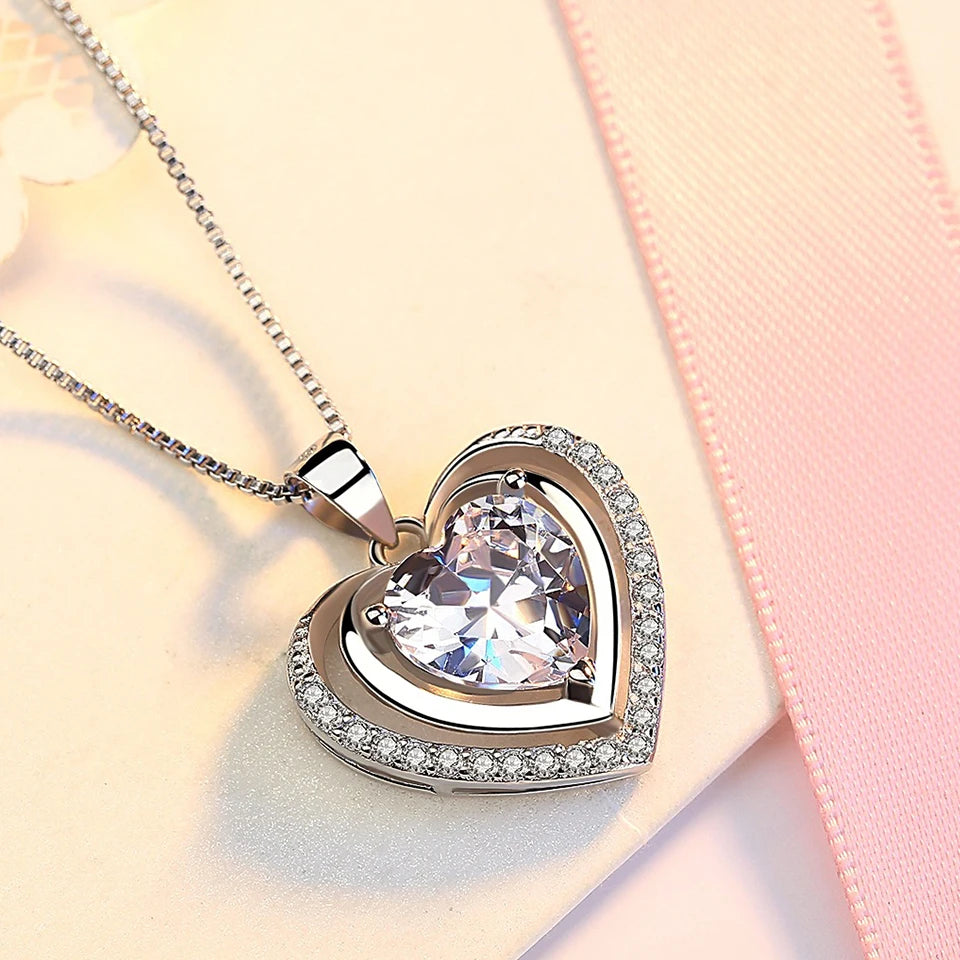 Cubic Zirconia Heart Pendant Necklace