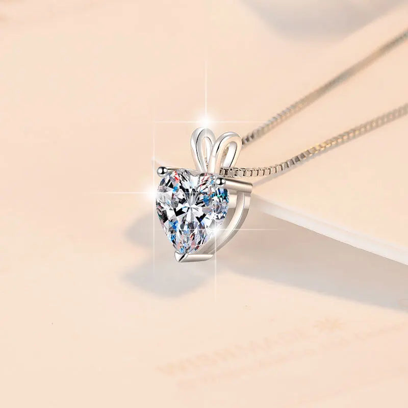 Moissanite Heart Solitaire Necklace