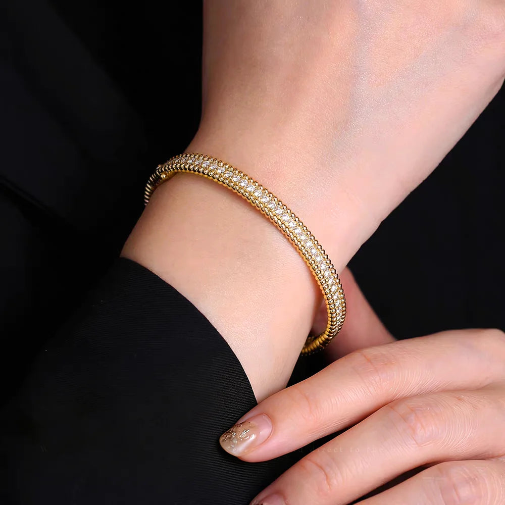 Real Moissanite Diamond Bangle Bracelet