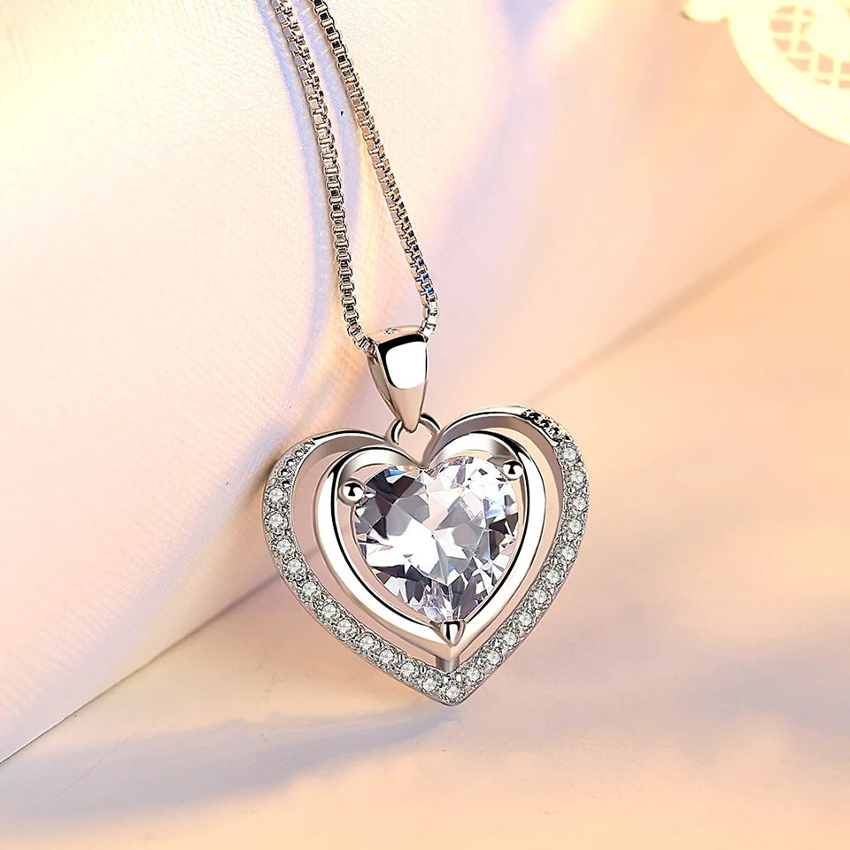 Cubic Zirconia Heart Pendant Necklace