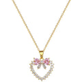 Pink Bow Heart Necklace