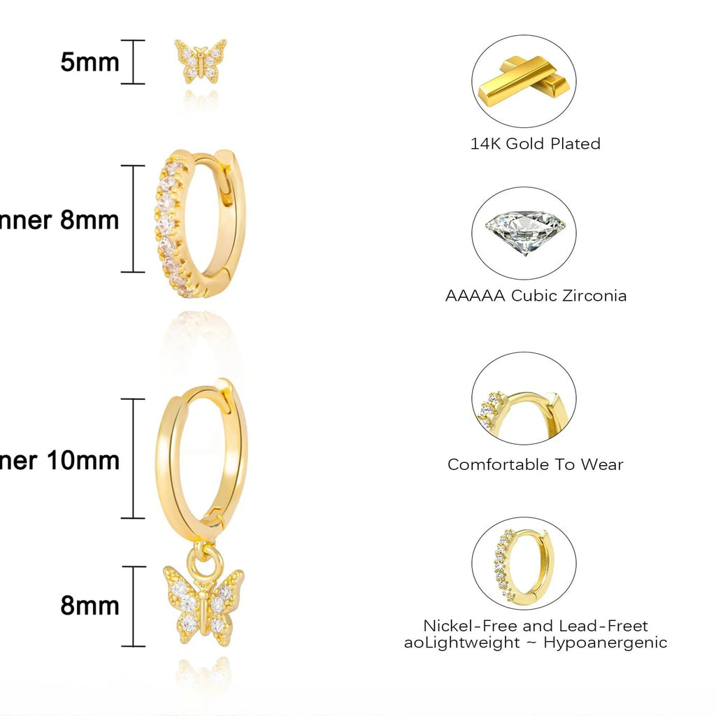 Butterfly Hoop Earrings Set