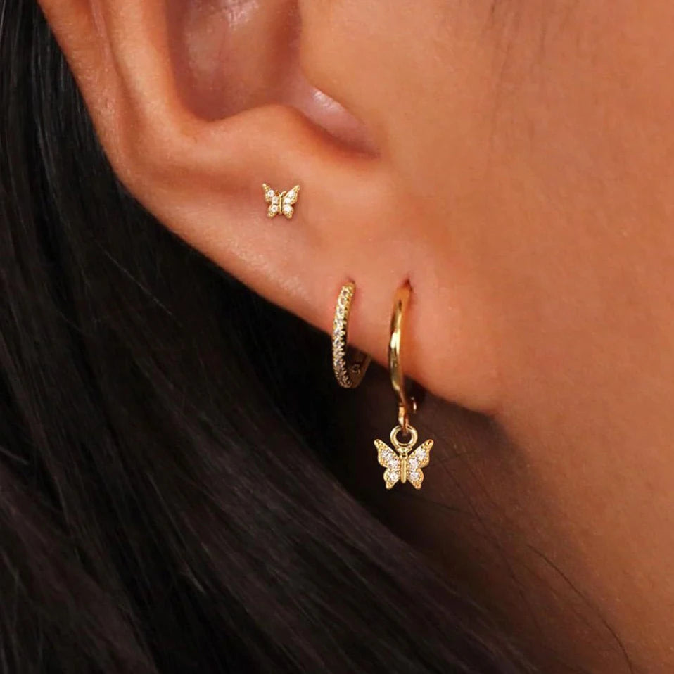 Butterfly Hoop Earrings Set