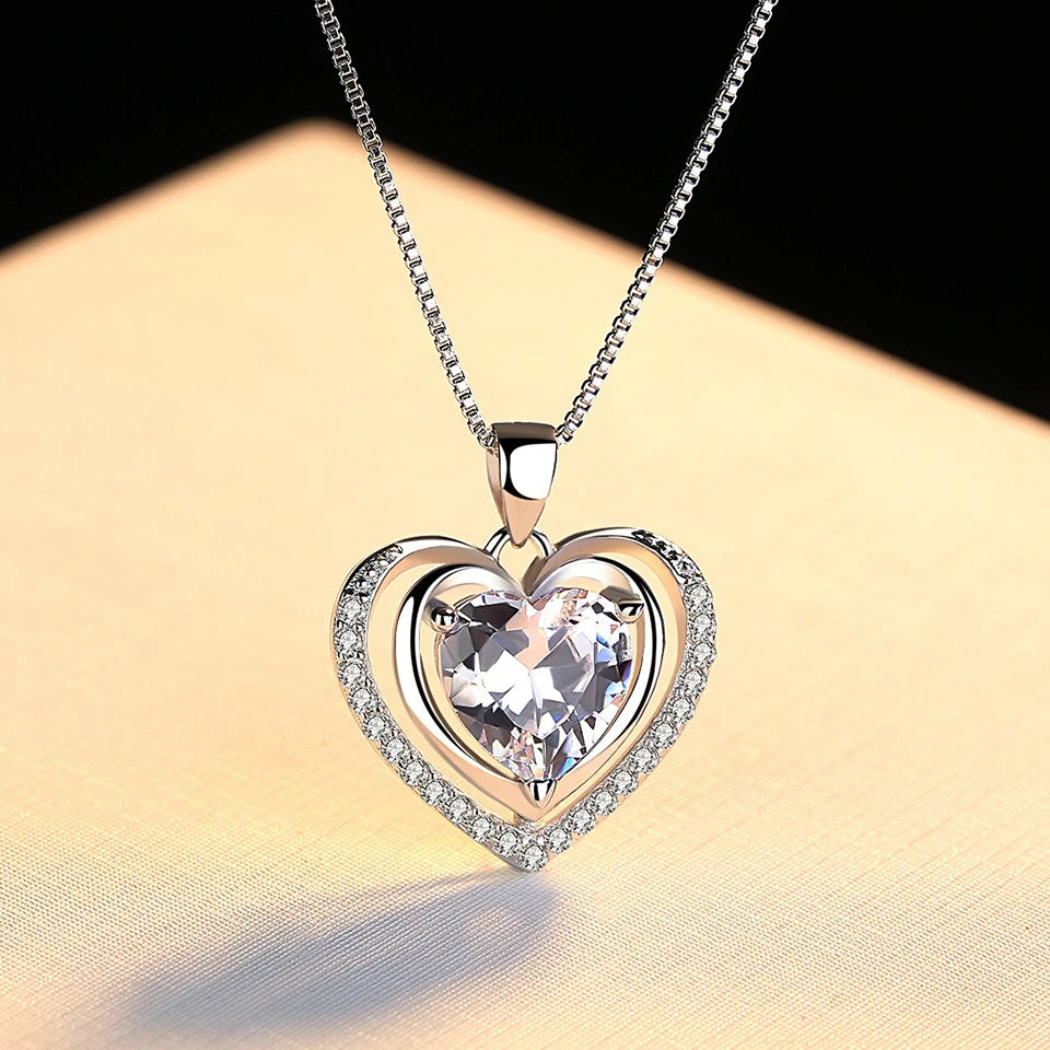 Cubic Zirconia Heart Pendant Necklace