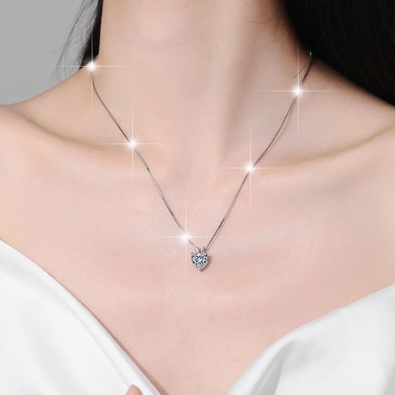 Moissanite Heart Solitaire Necklace