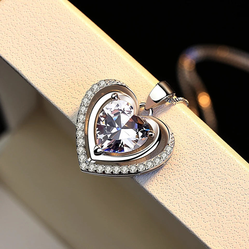 Cubic Zirconia Heart Pendant Necklace