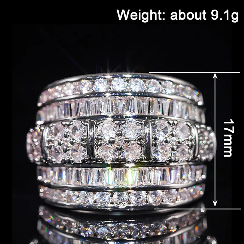 Silver-Tone Multi-Row Cubic Zirconia Ring