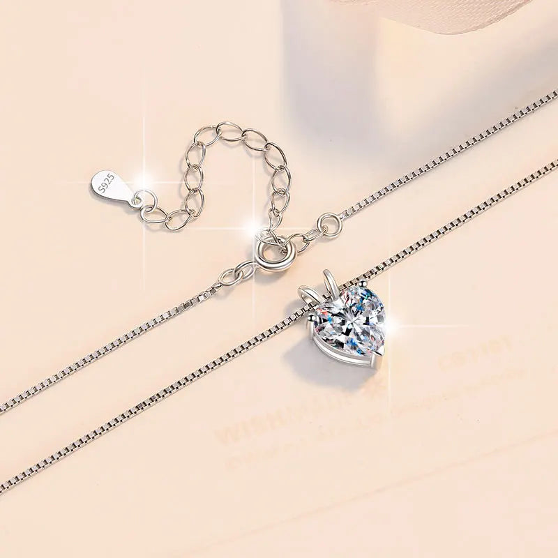 Moissanite Heart Solitaire Necklace