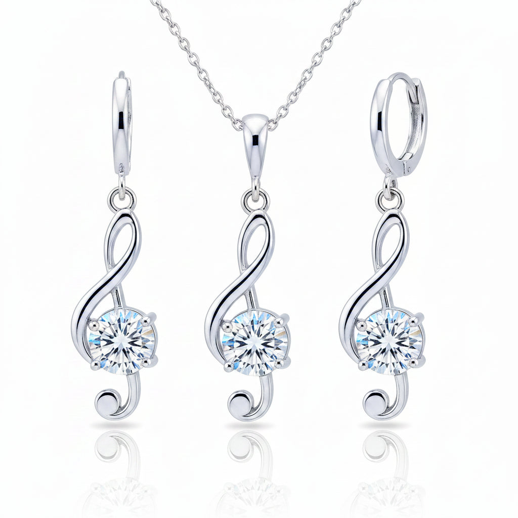 Musical Note Necklace & Earring Set