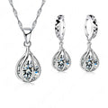 Cubic Zirconia Necklace & Hoop Earring Set