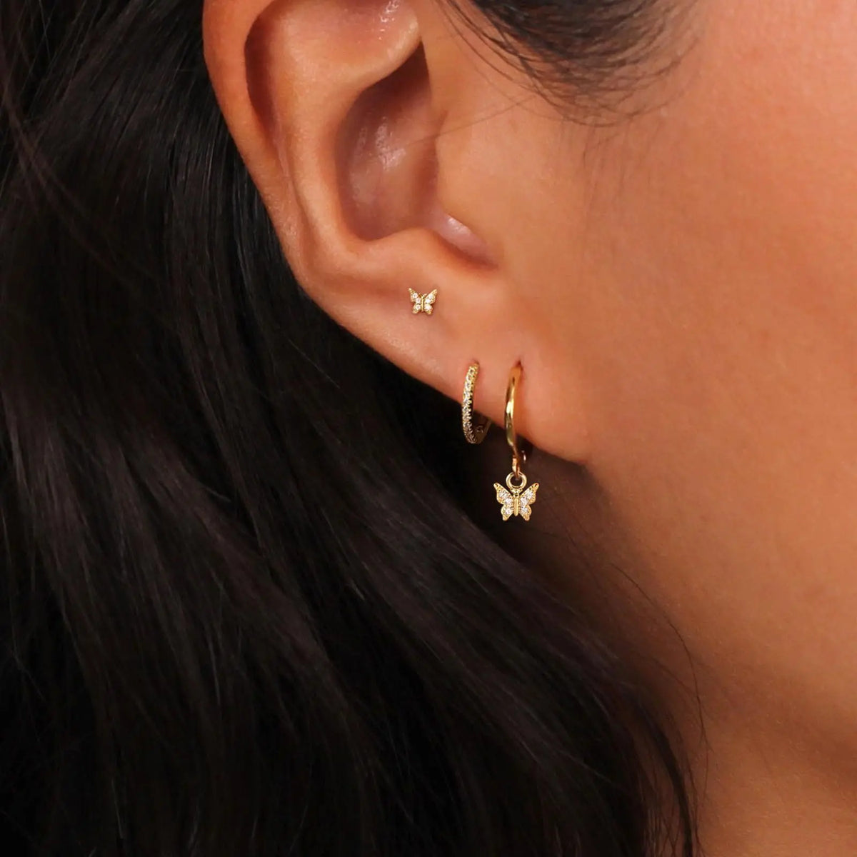 Butterfly Hoop Earrings Set