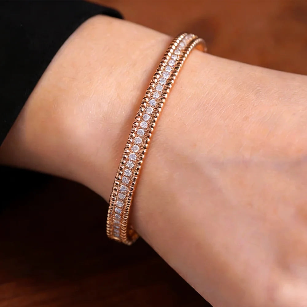 Real Moissanite Diamond Bangle Bracelet